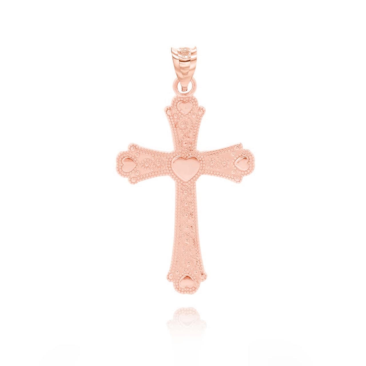 Gold Beaded Filigree Heart Cross Pendant Necklace, view 8