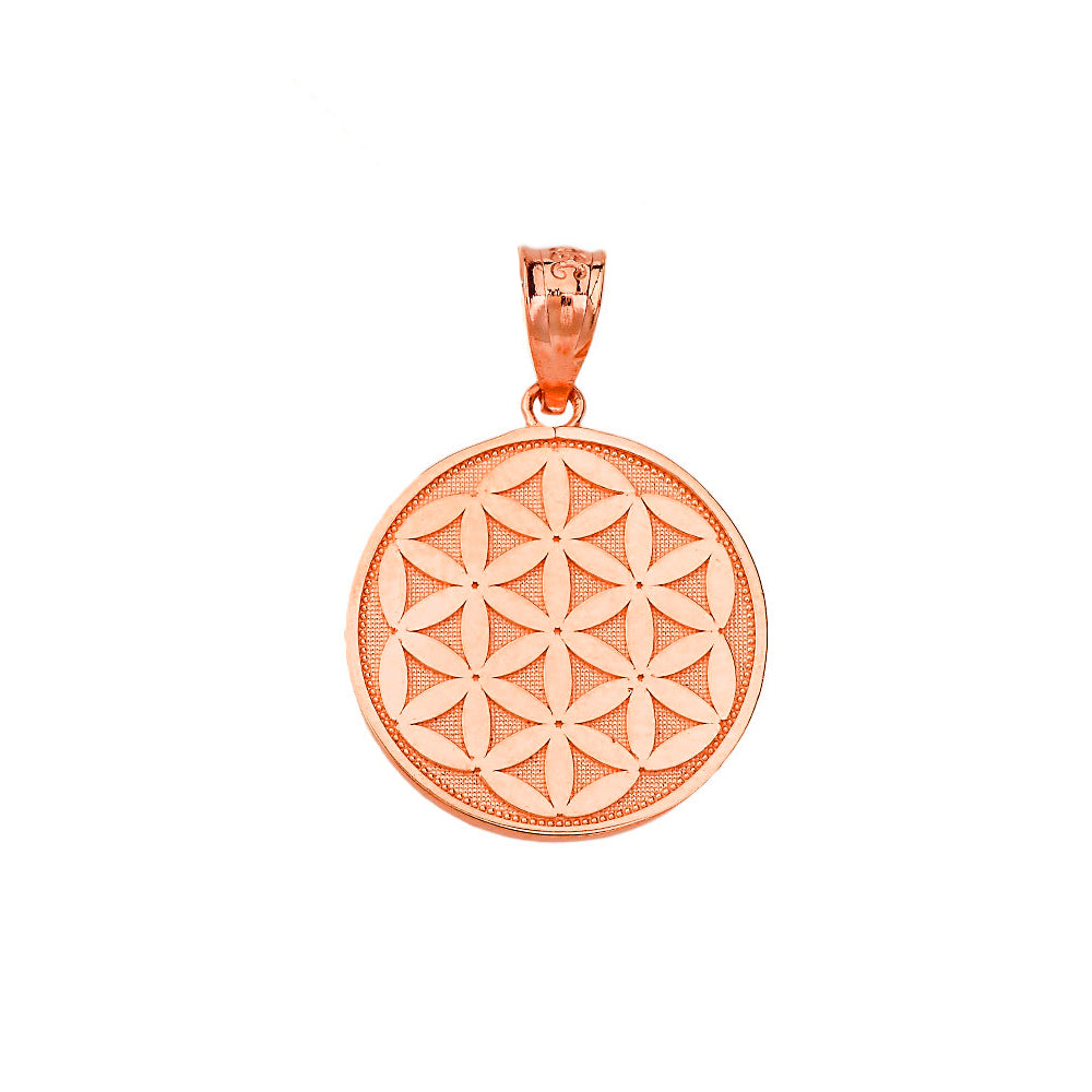 Gold Beaded Flower of Life Medallion Pendant Necklace, view 4