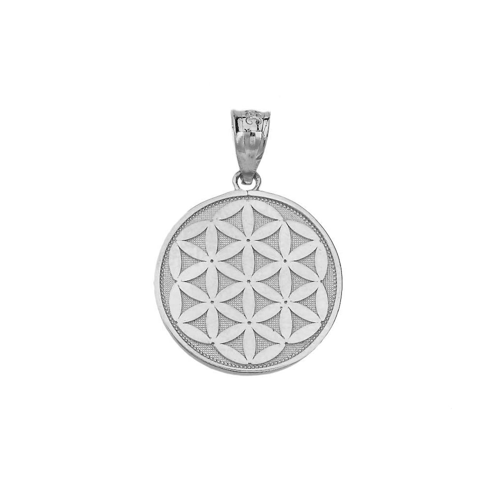 Gold Beaded Flower of Life Medallion Pendant Necklace, view 6