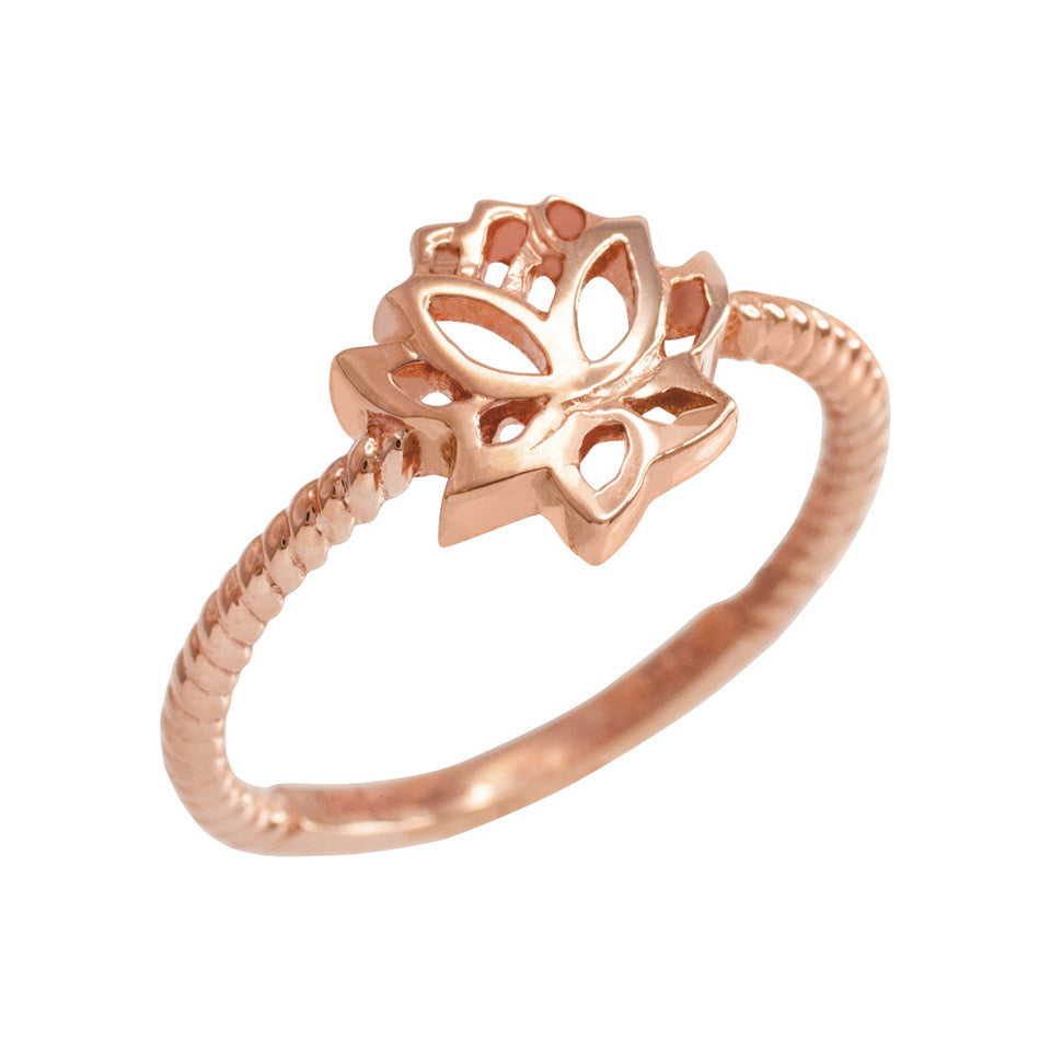 Gold Beaded Lotus Flower Ring, view 2
