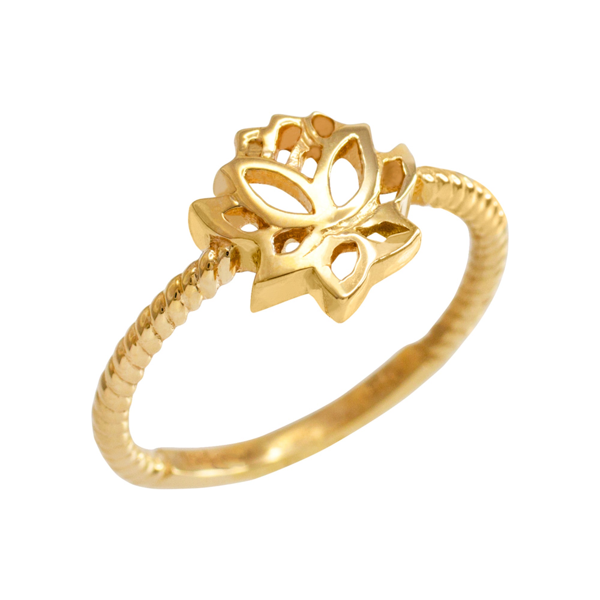 Gold Beaded Lotus Flower Ring, view 4
