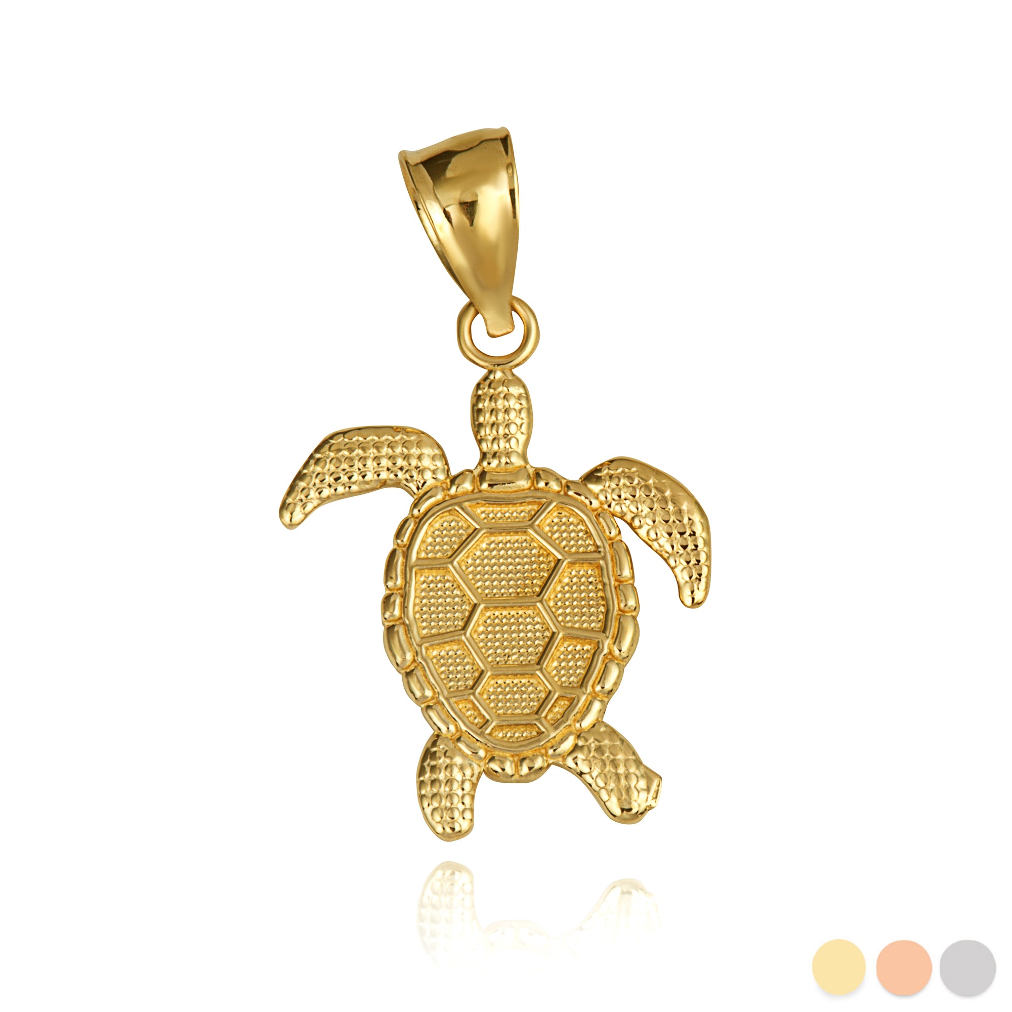 Gold Beaded Sea Turtle Ocean Pendant Necklace