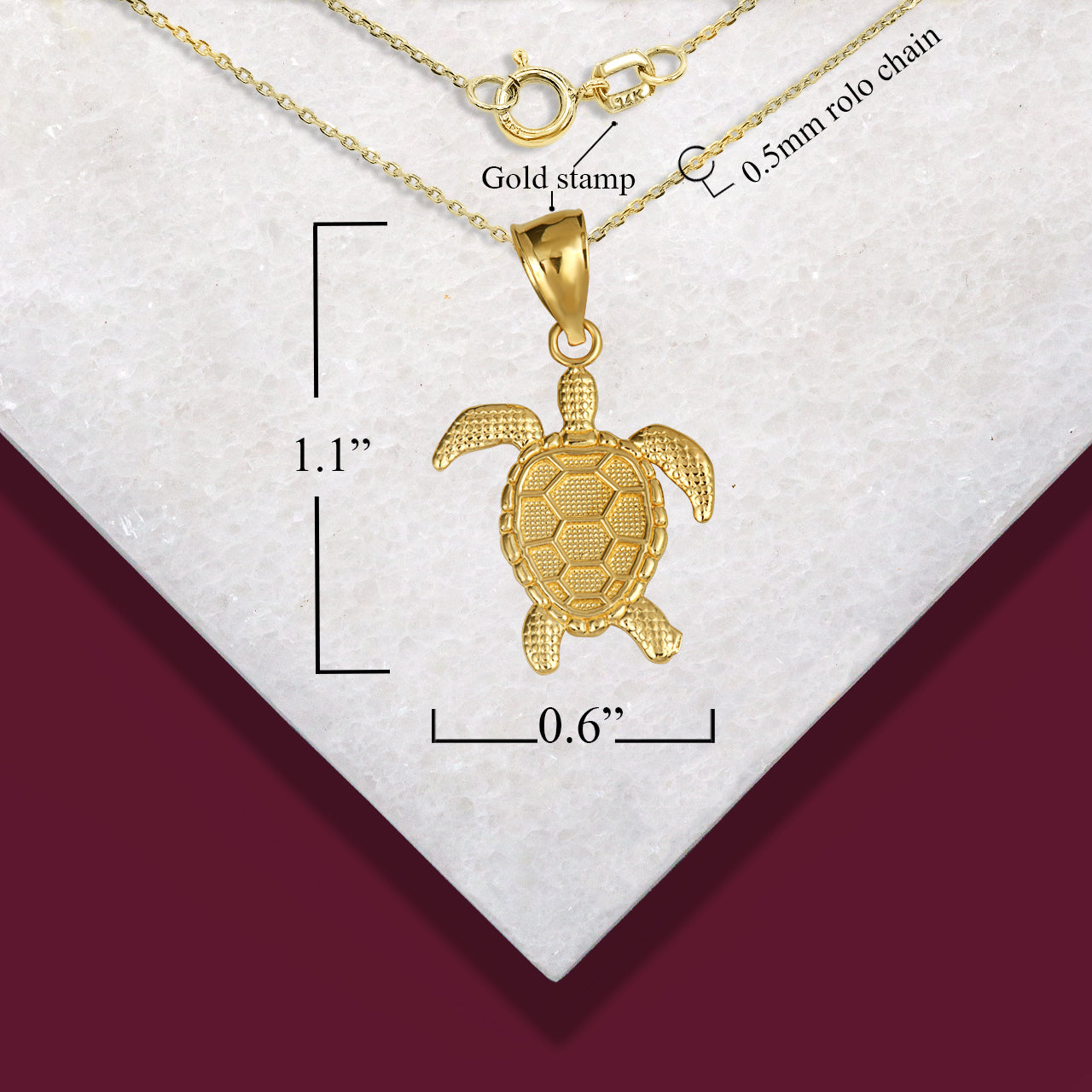 Gold Beaded Sea Turtle Ocean Pendant Necklace, view 3