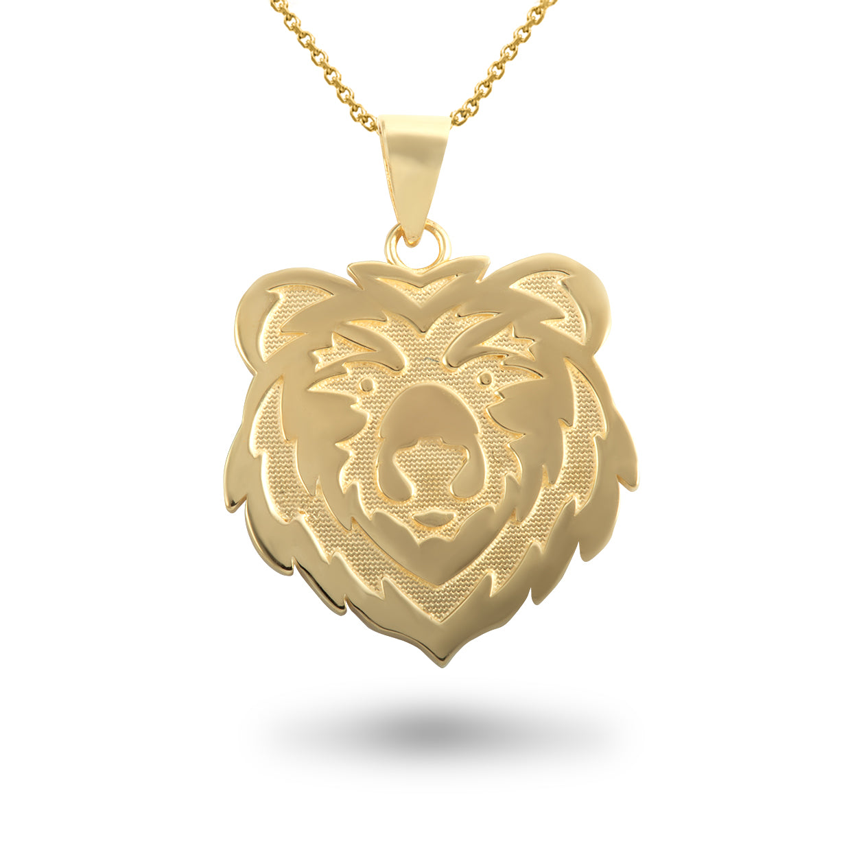 Gold Bear Head Pendant Necklace, view 5