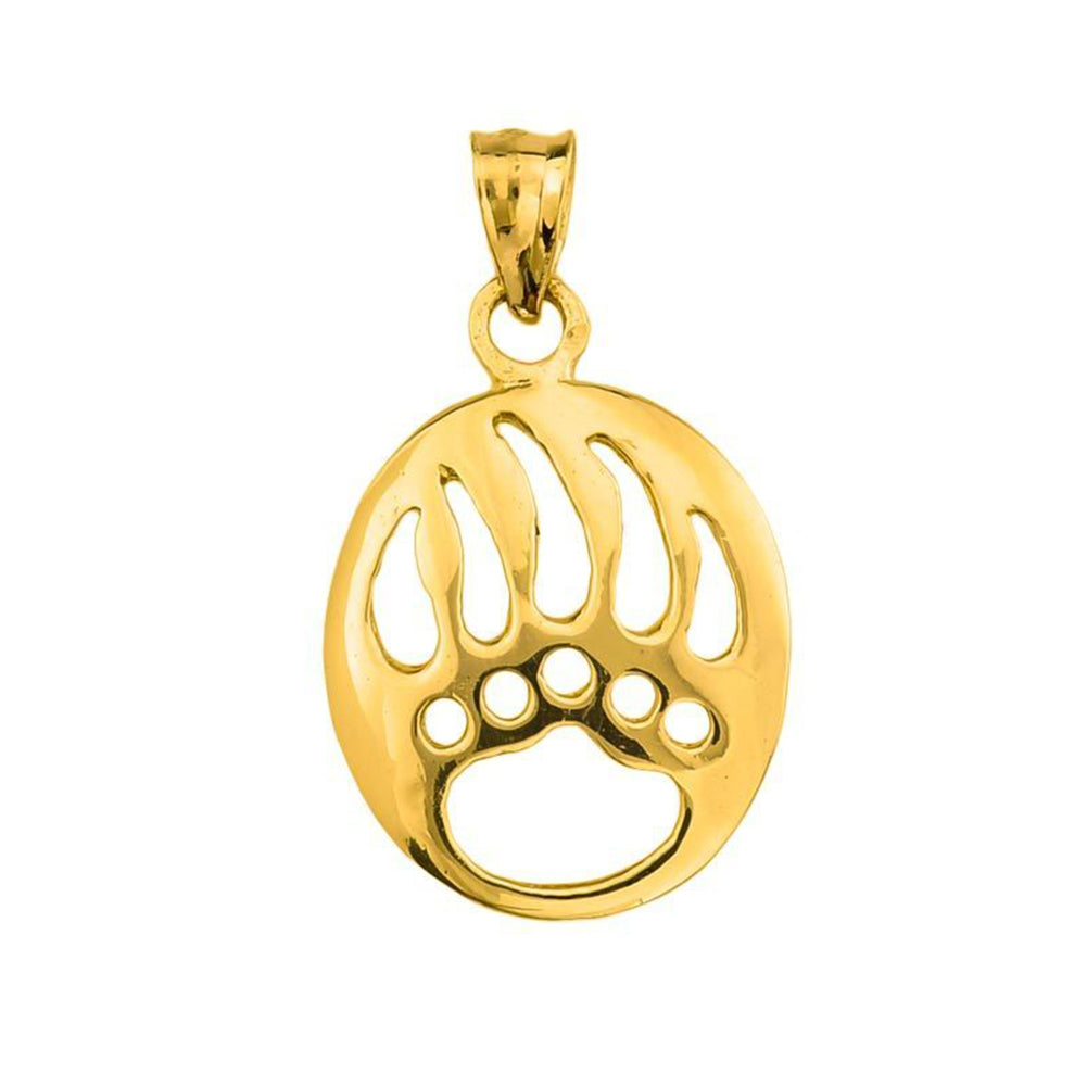 Gold Bear Paw Print Pendant Necklace, view 2