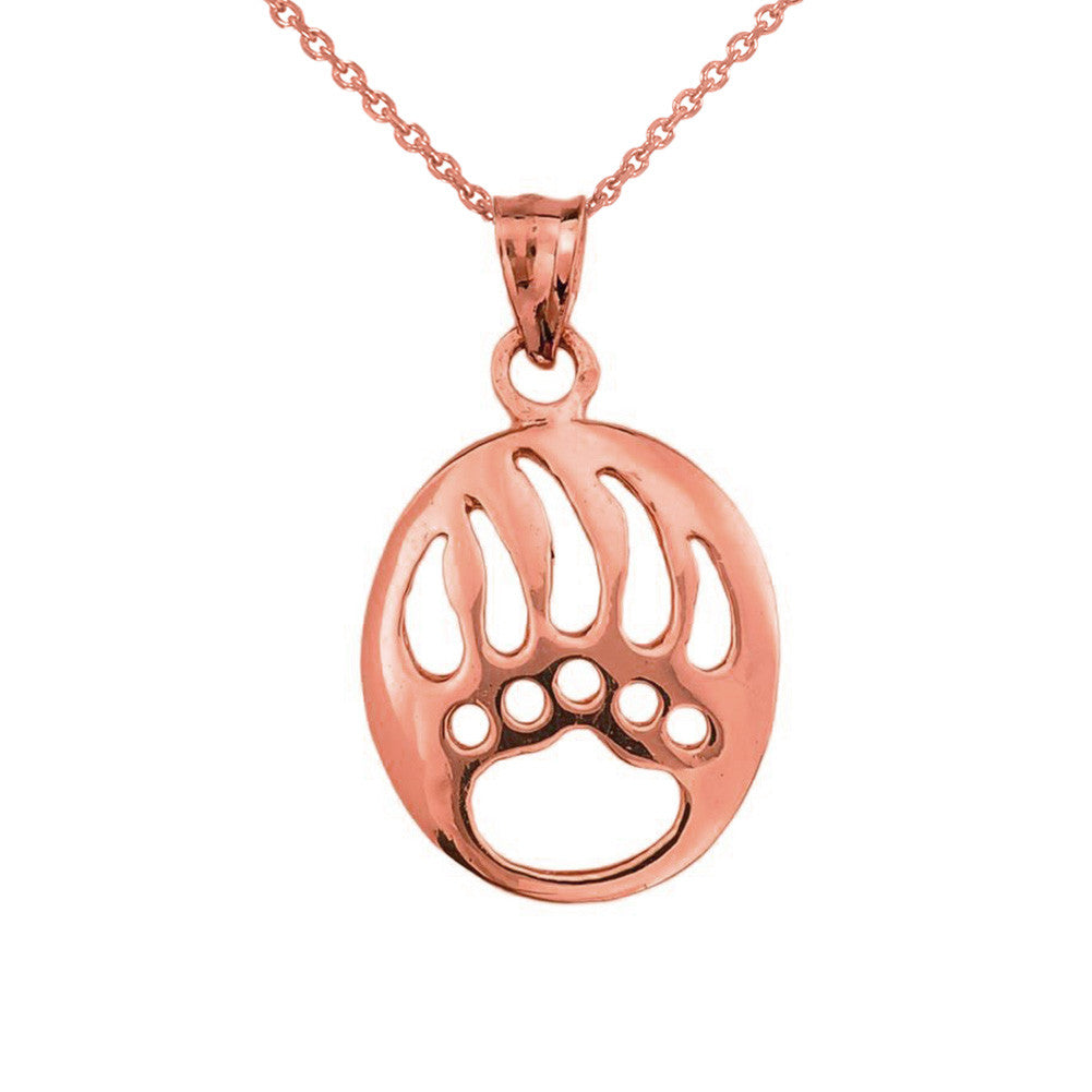 Gold Bear Paw Print Pendant Necklace, view 5