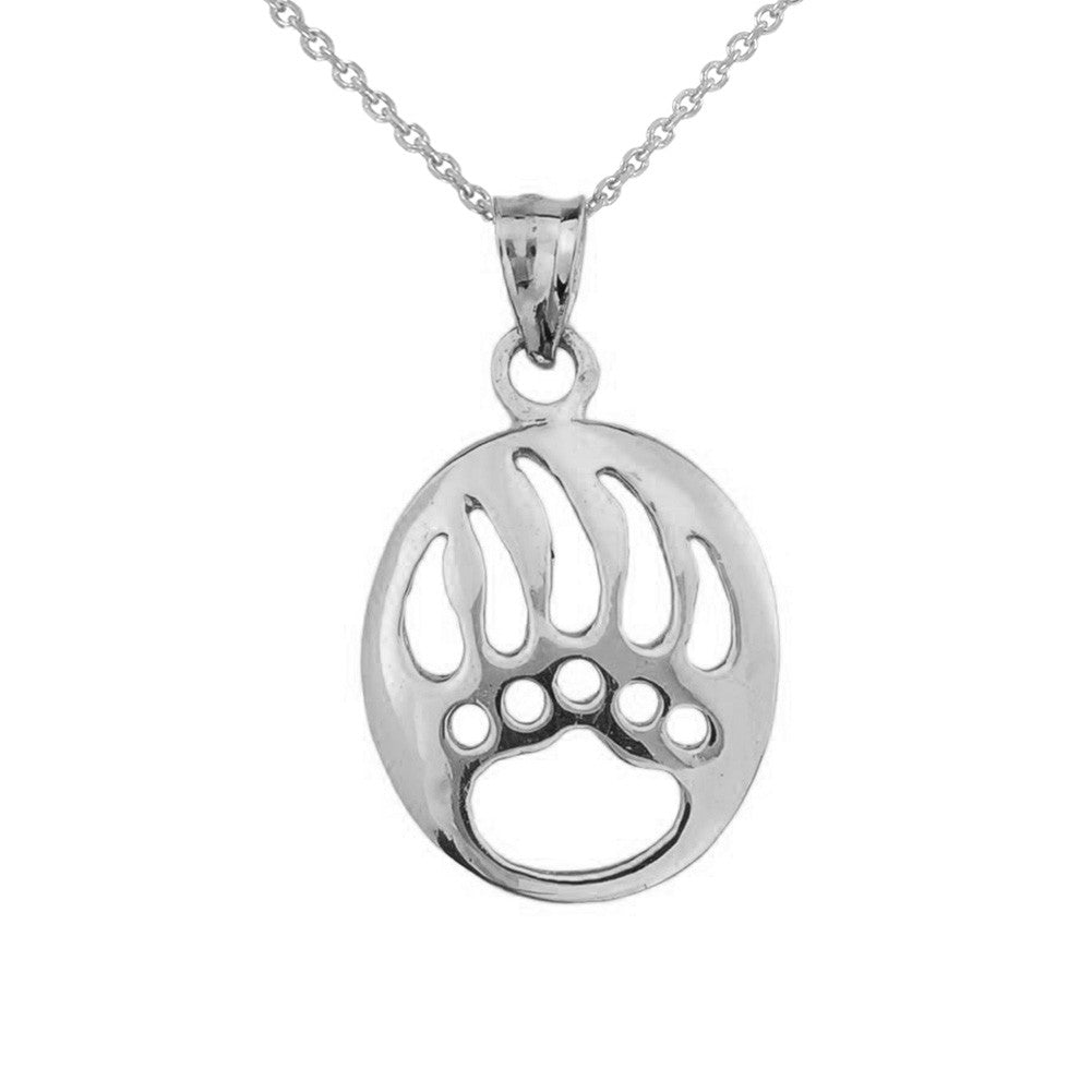 Gold Bear Paw Print Pendant Necklace, view 6