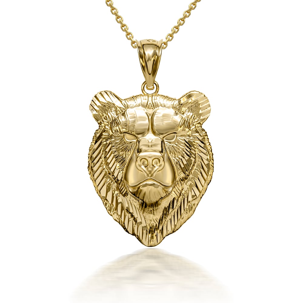 Gold Bear Pendant Necklace, view 2