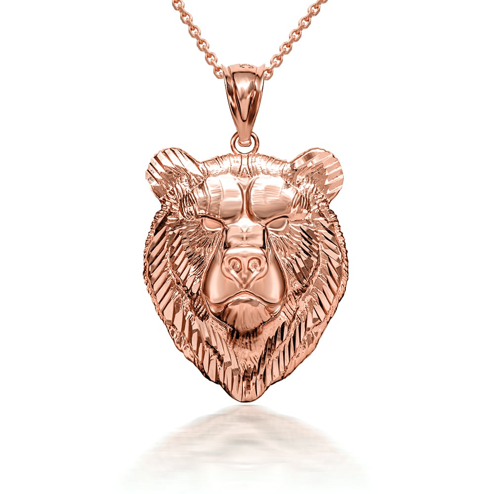 Gold Bear Pendant Necklace, view 6