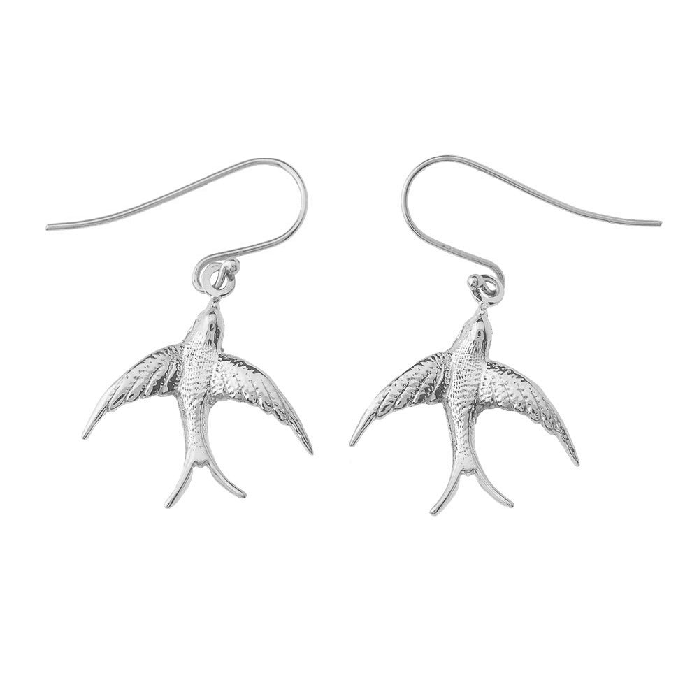 Gold Bird Fish Hook Earrings, view 4