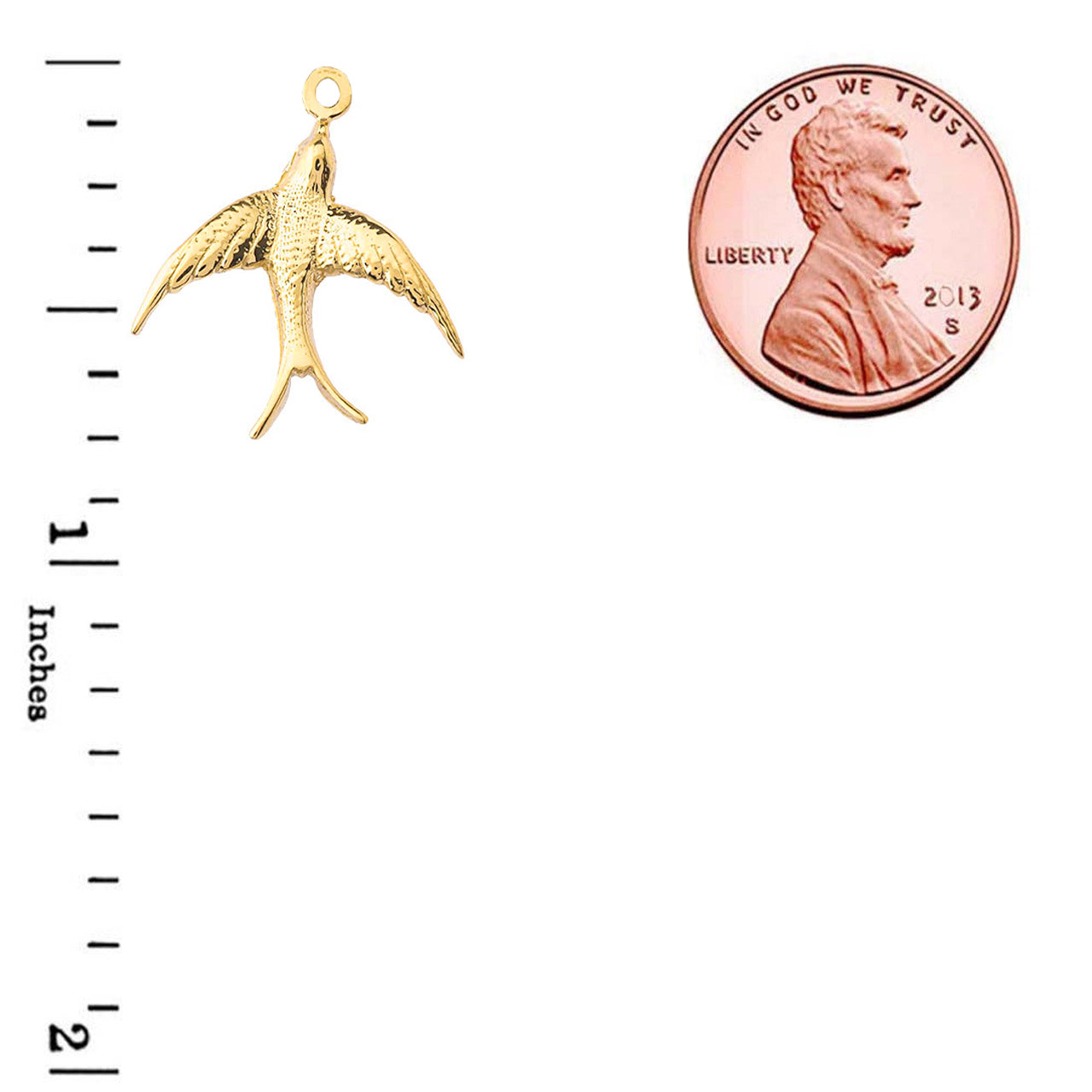 Gold Bird Fish Hook Earrings, view 5