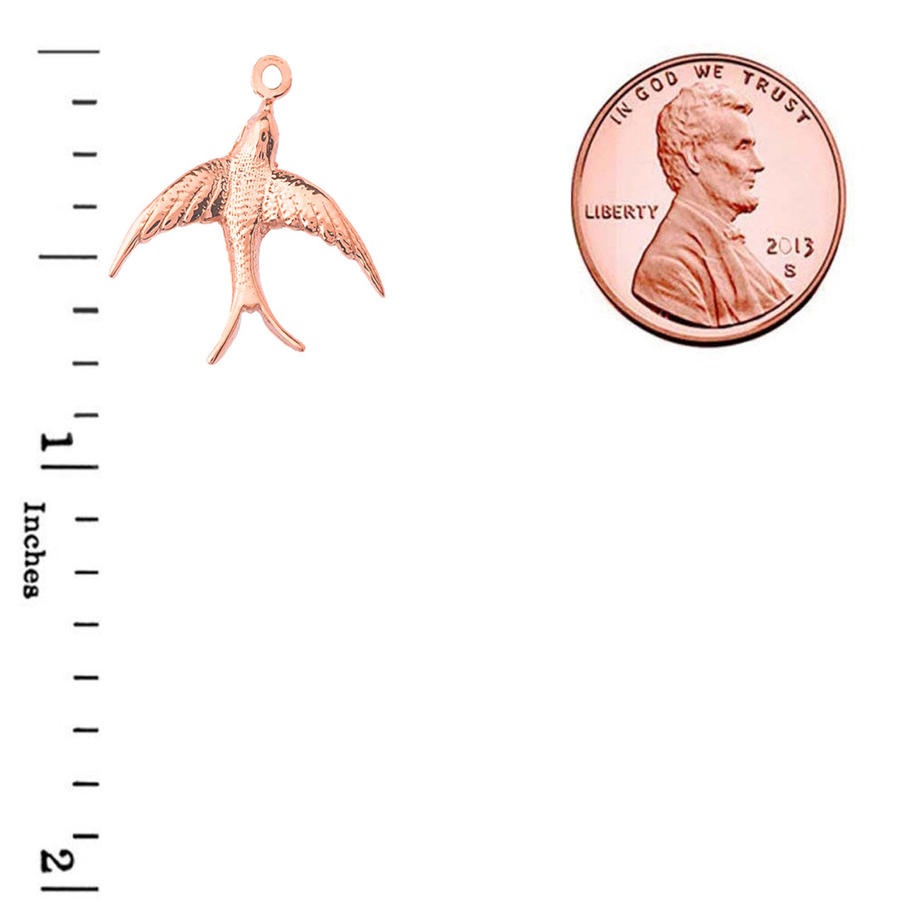 Gold Bird Fish Hook Earrings, view 6