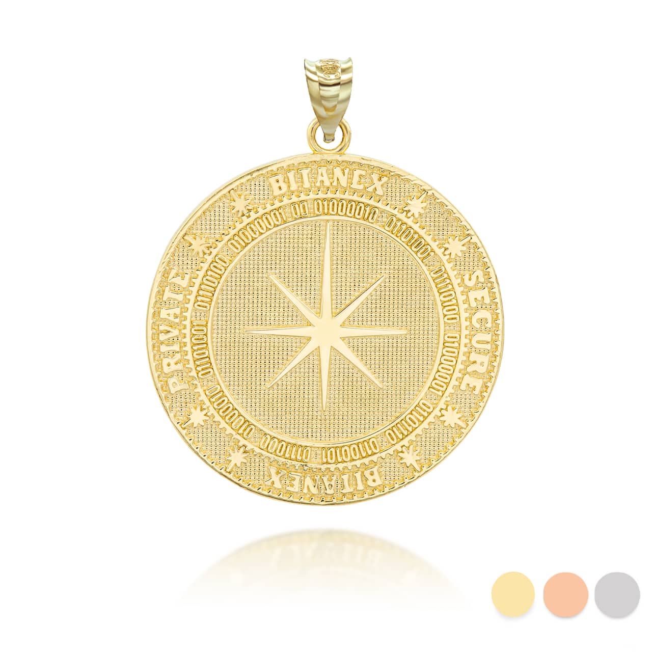 Gold Bitcoin Medallion Pendant Necklace, view 3