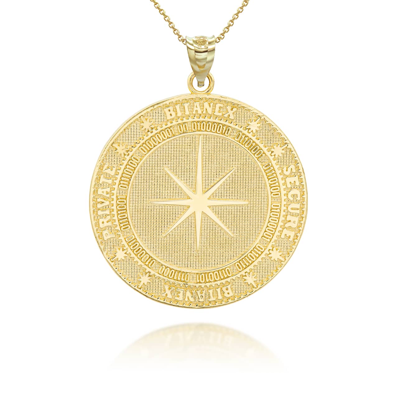 Gold Bitcoin Medallion Pendant Necklace, view 5