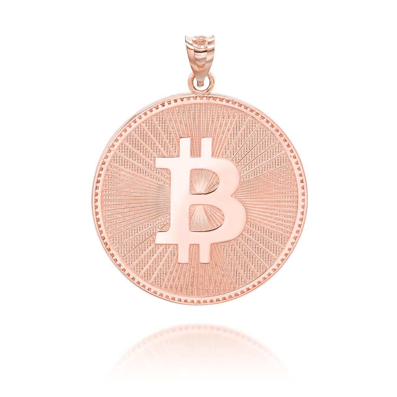 Gold Bitcoin Medallion Pendant Necklace, view 8