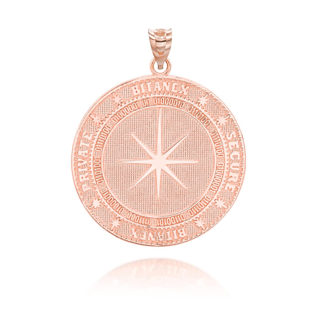 Gold Bitcoin Medallion Pendant Necklace, view 9