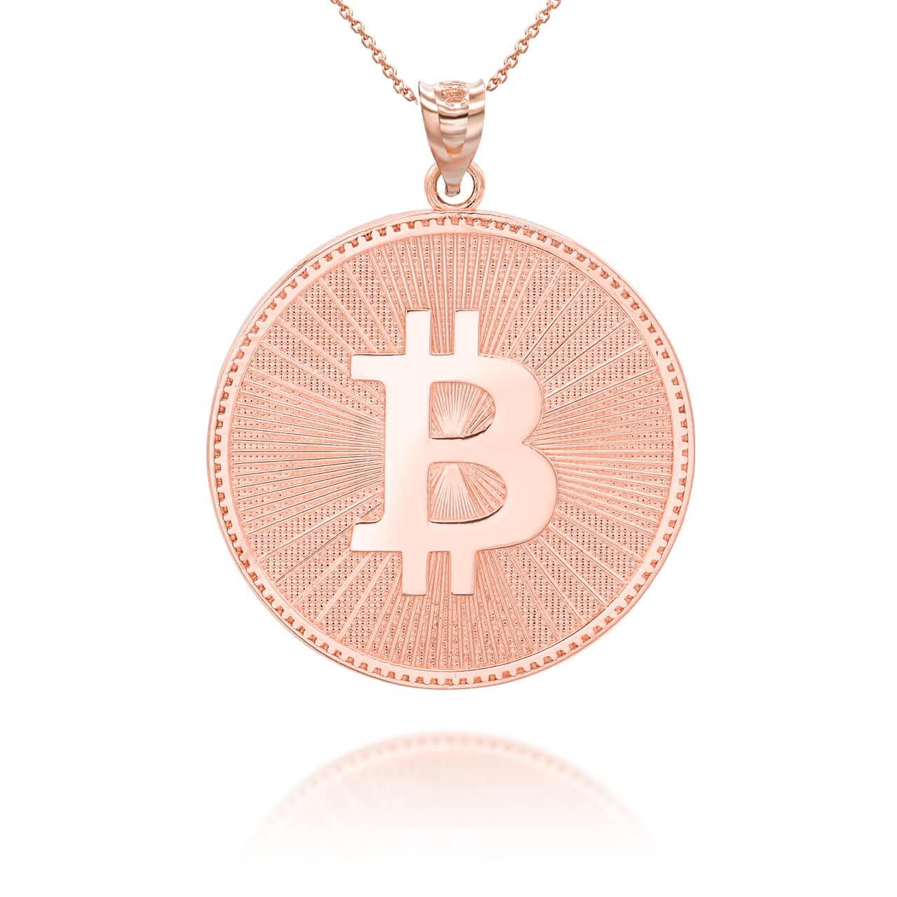 Gold Bitcoin Medallion Pendant Necklace, view 10