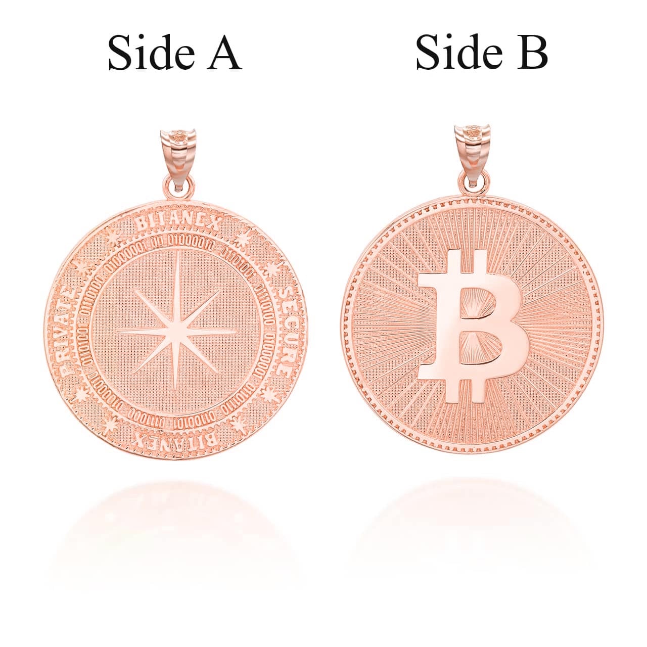 Gold Bitcoin Medallion Pendant Necklace, view 12