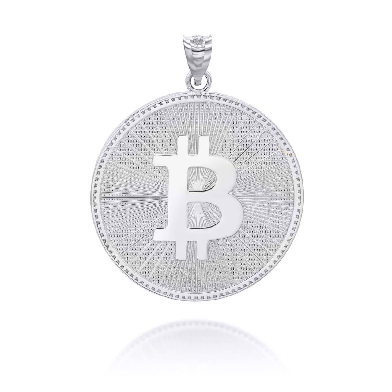 Gold Bitcoin Medallion Pendant Necklace, view 14