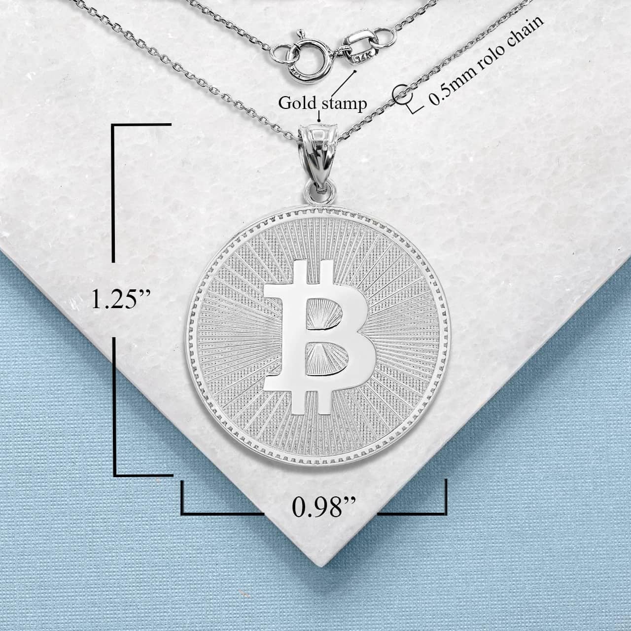 Gold Bitcoin Medallion Pendant Necklace, view 19