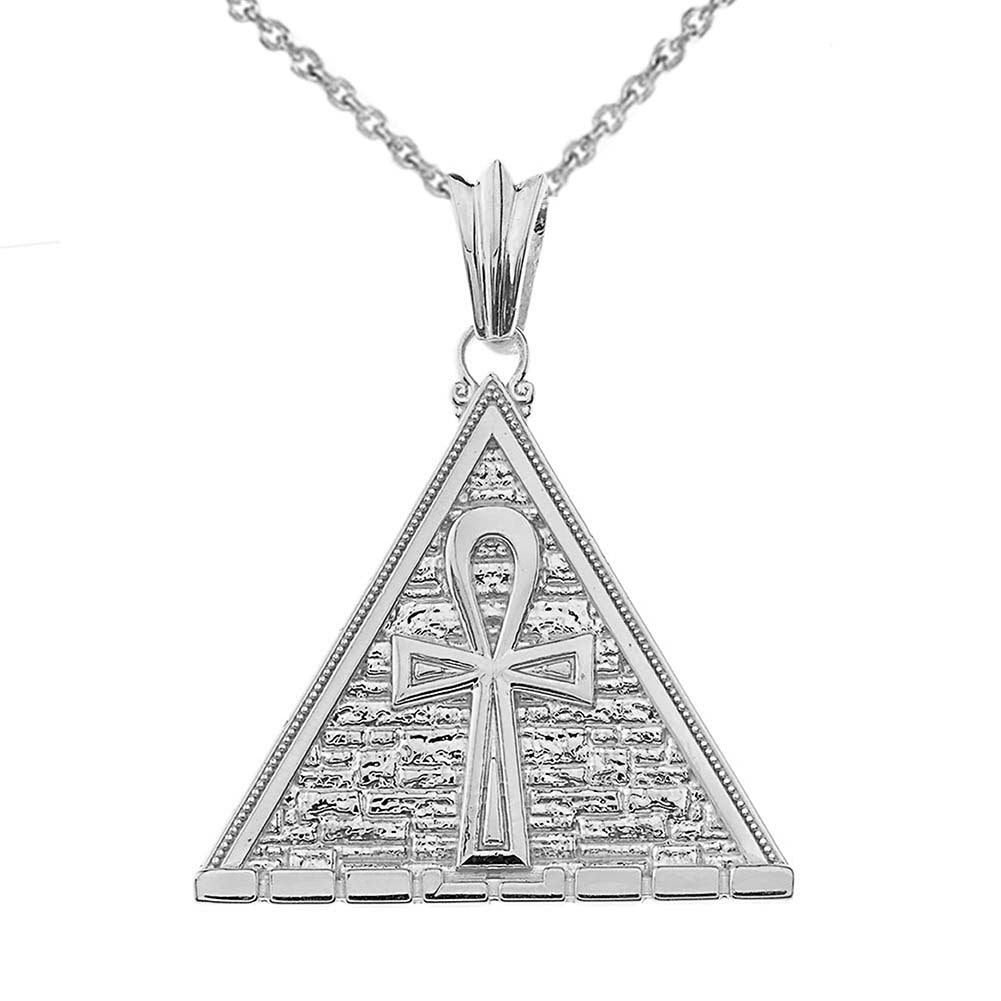 Gold Bold Ankh Pyramid Pendant Necklace, view 4