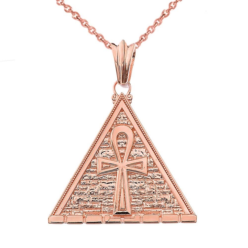 Gold Bold Ankh Pyramid Pendant Necklace, view 6
