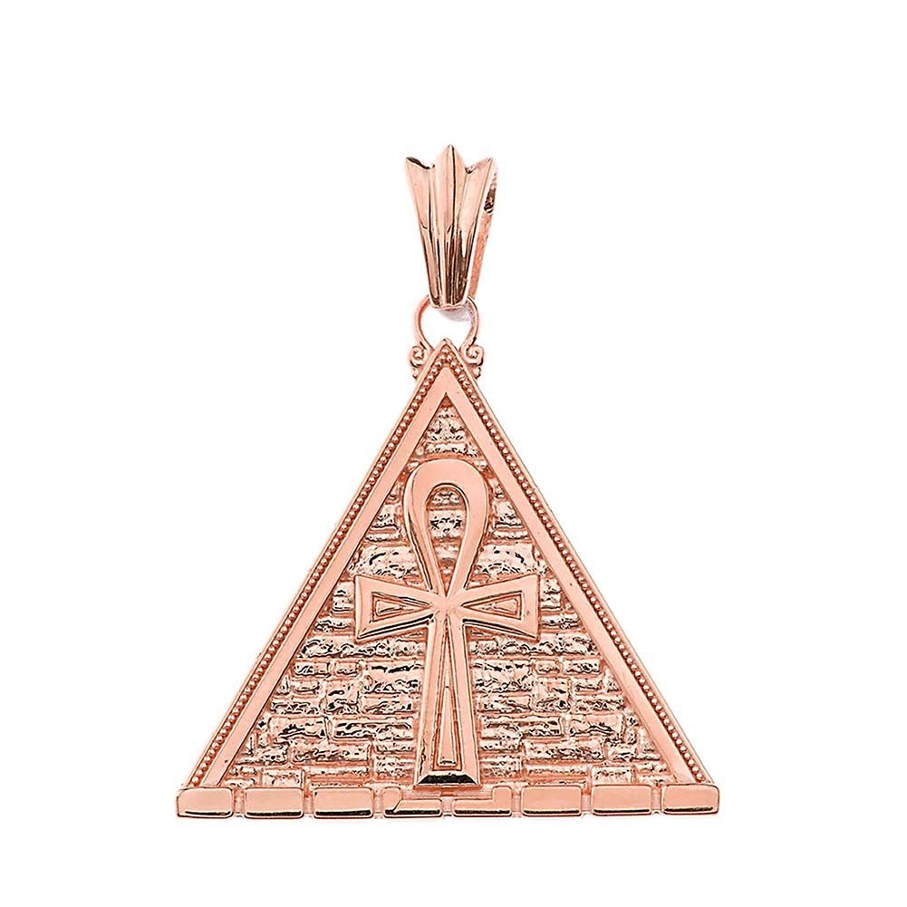 Gold Bold Ankh Pyramid Pendant Necklace, view 7
