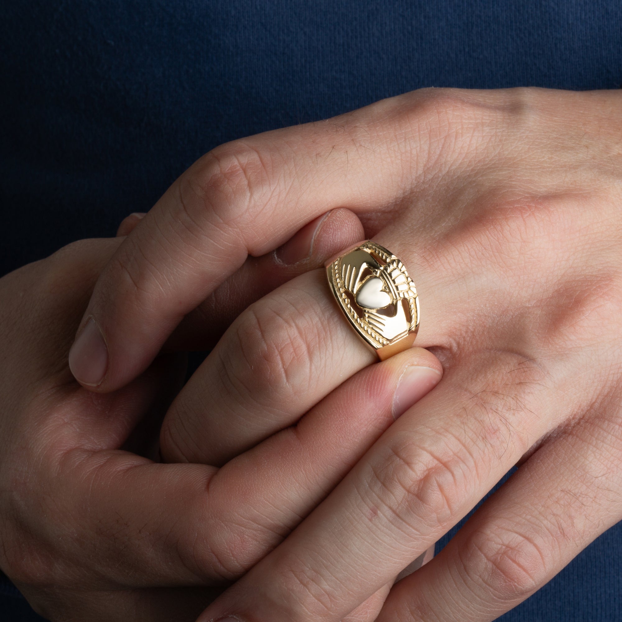 Gold Bold Claddagh Men's Ring, view 2