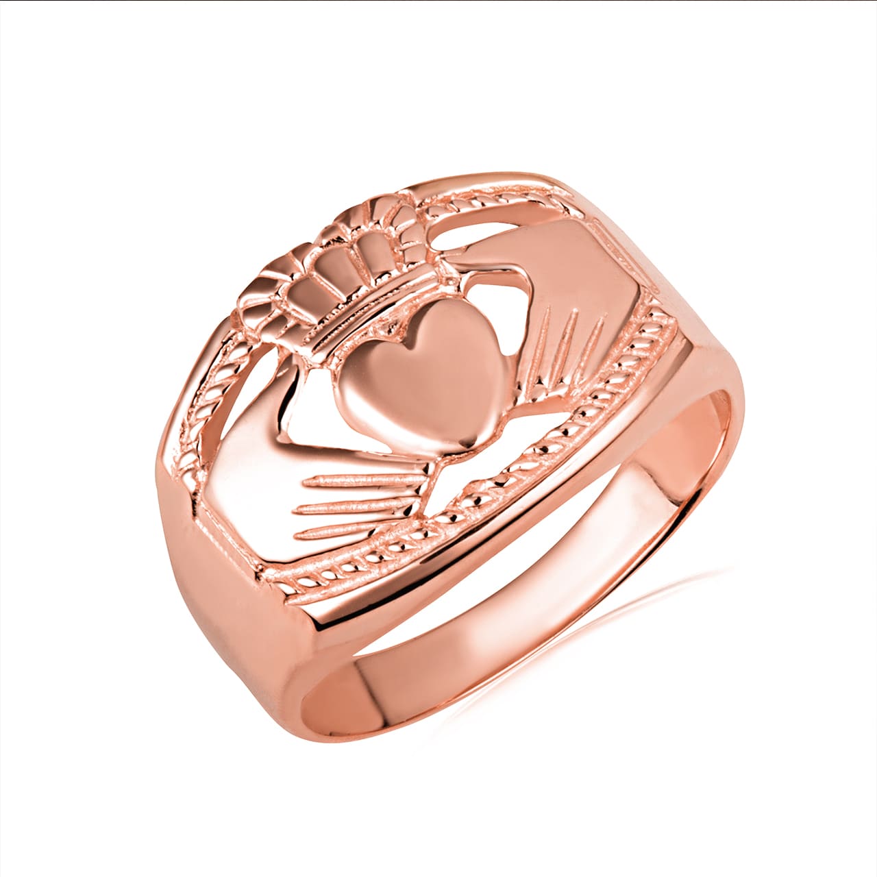 Gold Bold Claddagh Men's Ring, view 4