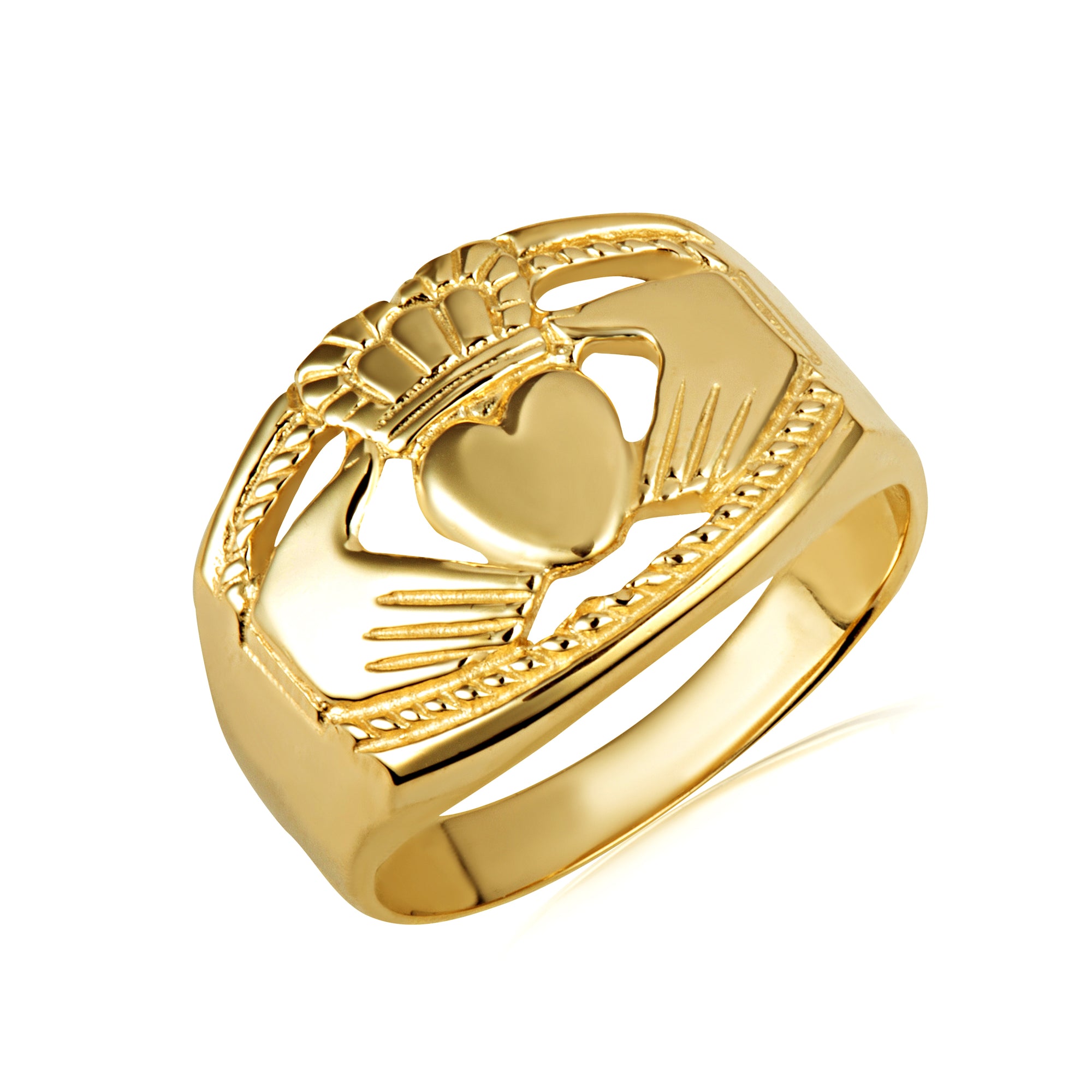 Gold Bold Claddagh Men's Ring, view 5