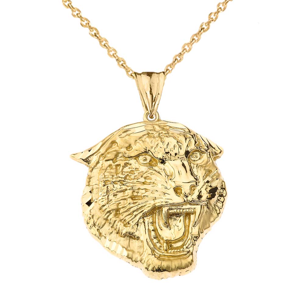 Gold Bold Jaguar Statement Pendant Necklace (Large)