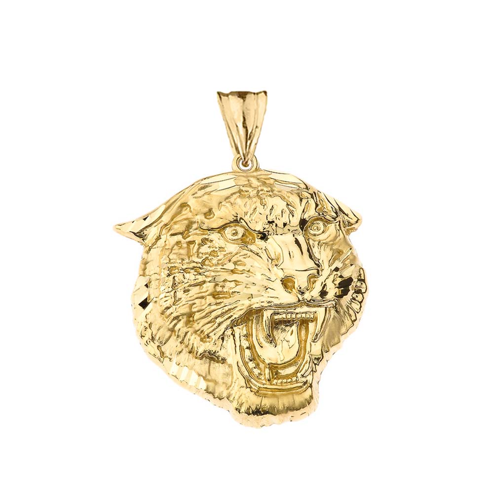 Gold Bold Jaguar Statement Pendant Necklace (Large), view 2