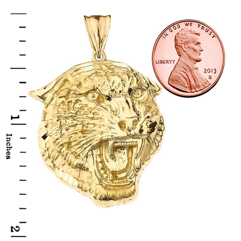 Gold Bold Jaguar Statement Pendant Necklace (Large), view 3