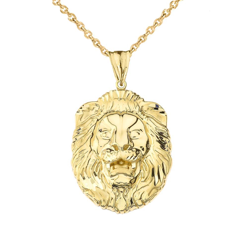 Gold Bold Lion Statement Pendant Necklace (Large)
