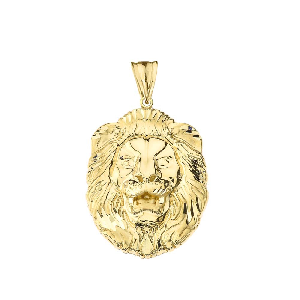 Gold Bold Lion Statement Pendant Necklace (Large), view 2