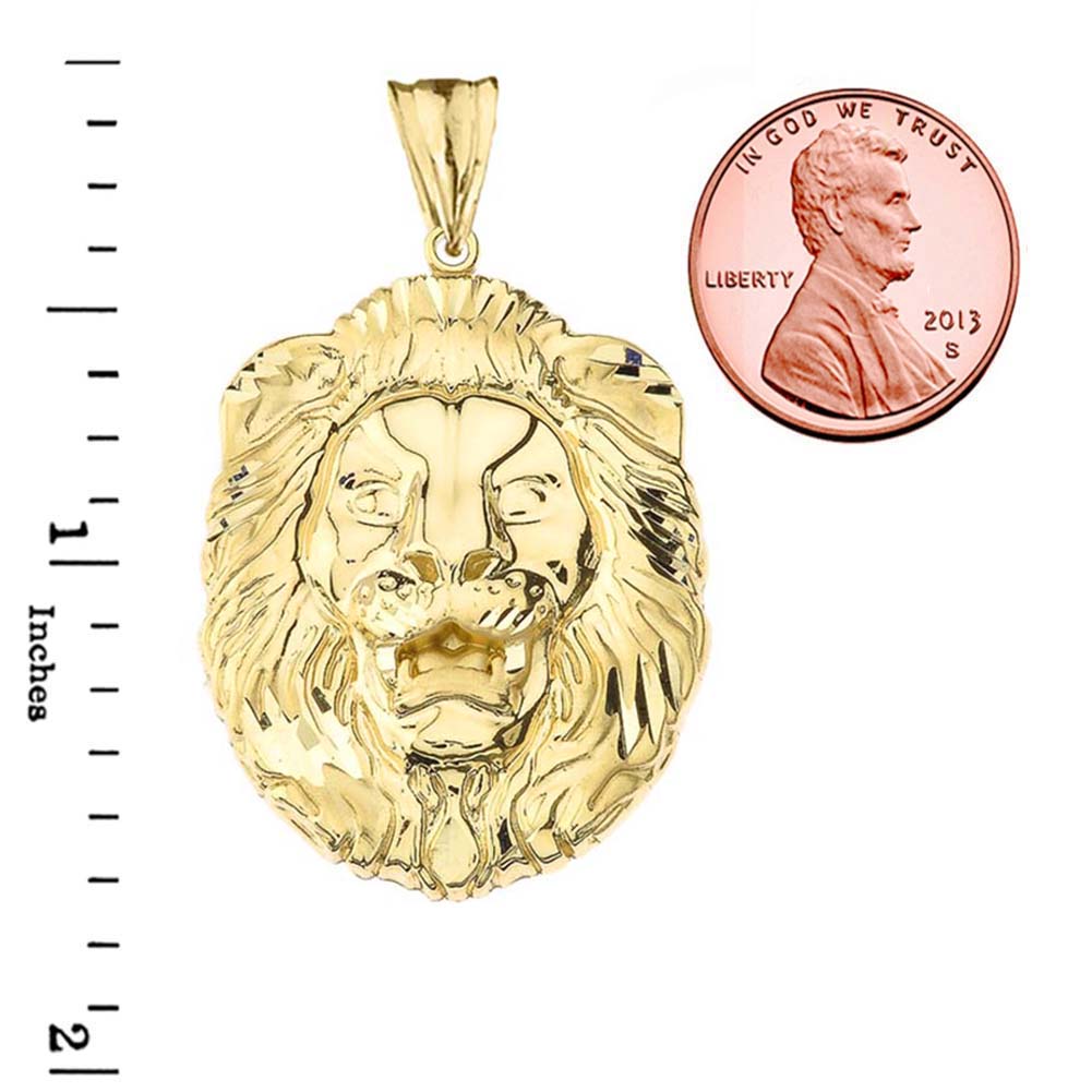 Gold Bold Lion Statement Pendant Necklace (Large), view 3