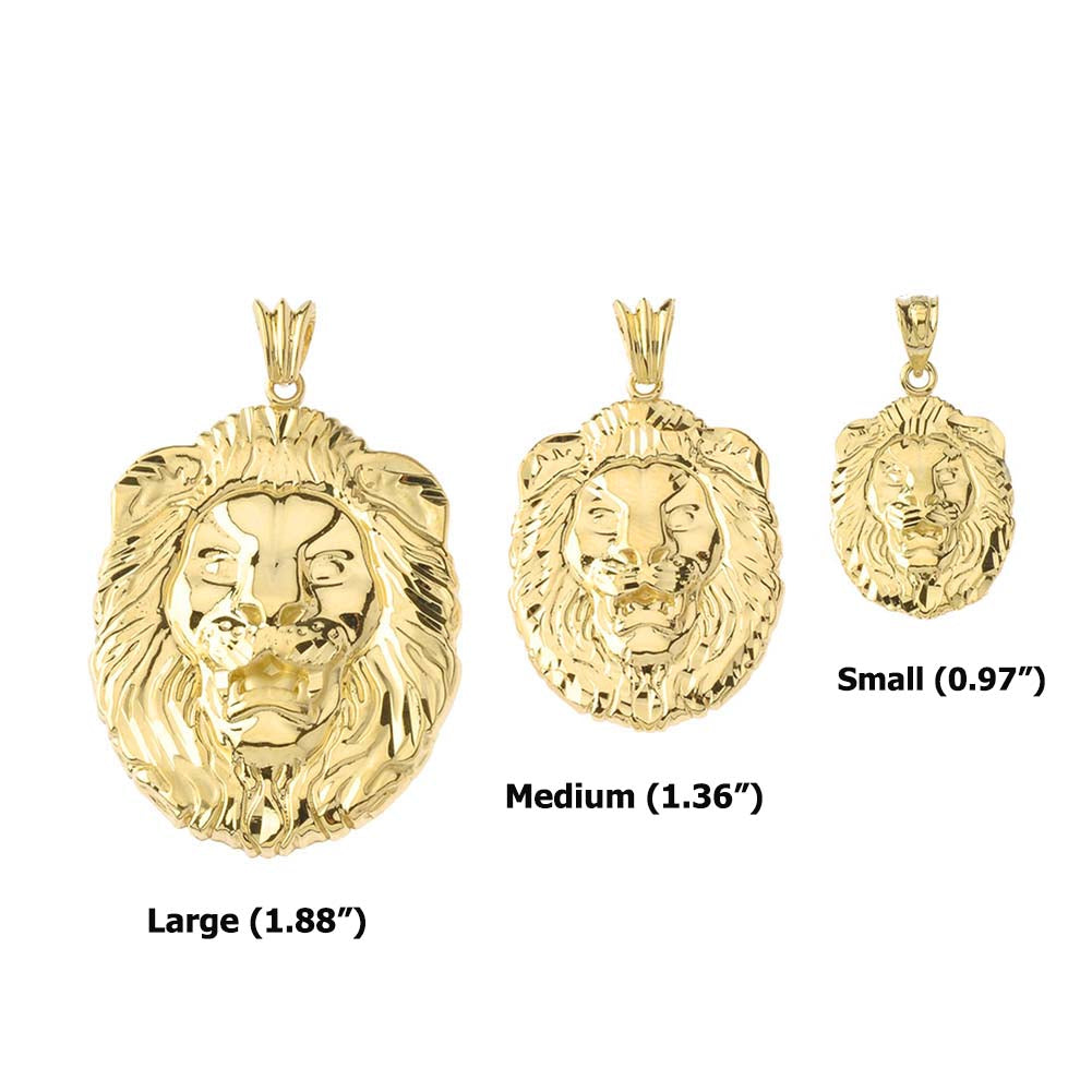 Gold Bold Lion Statement Pendant Necklace (Large), view 4