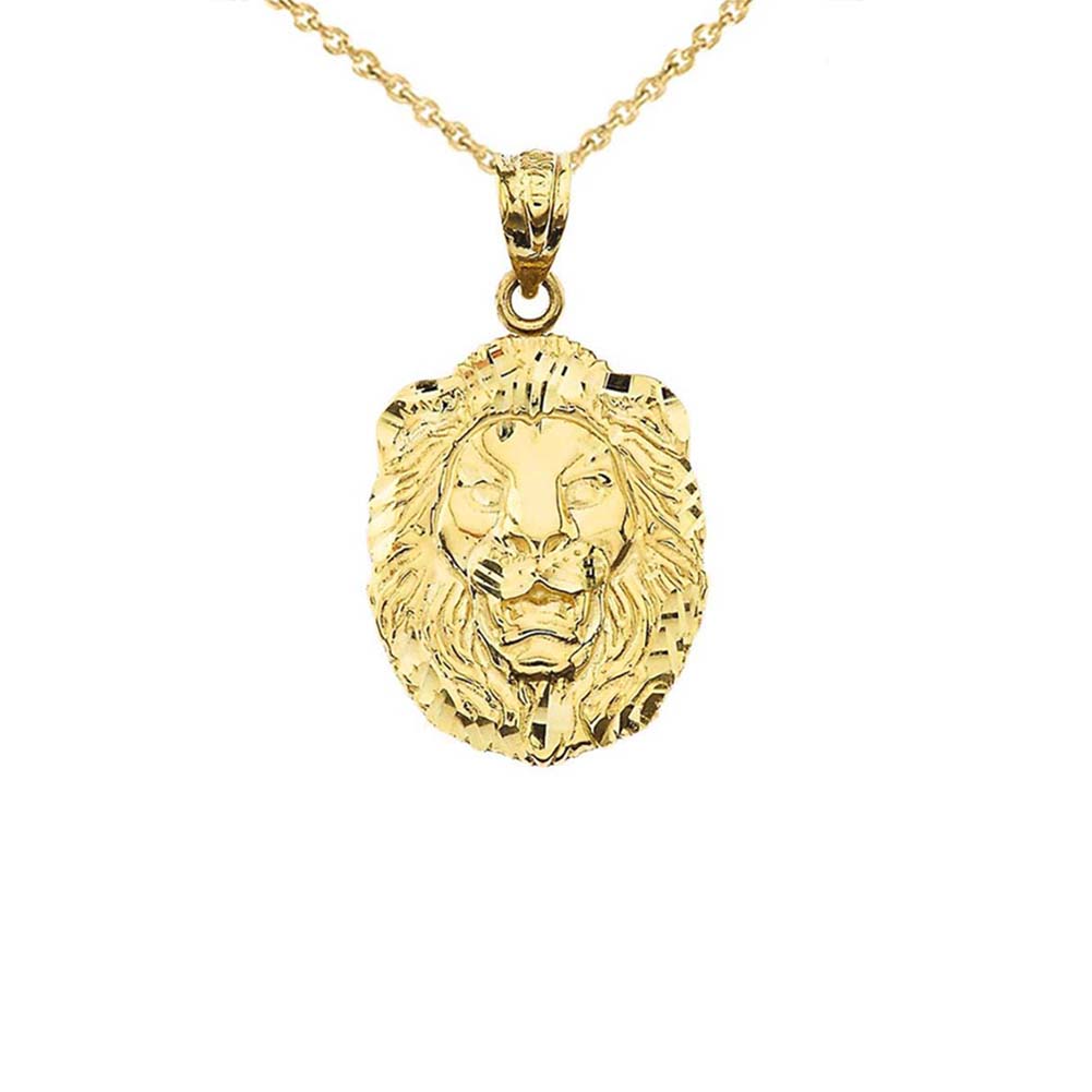 Gold Bold Lion Statement Small Pendant Necklace (0.97")