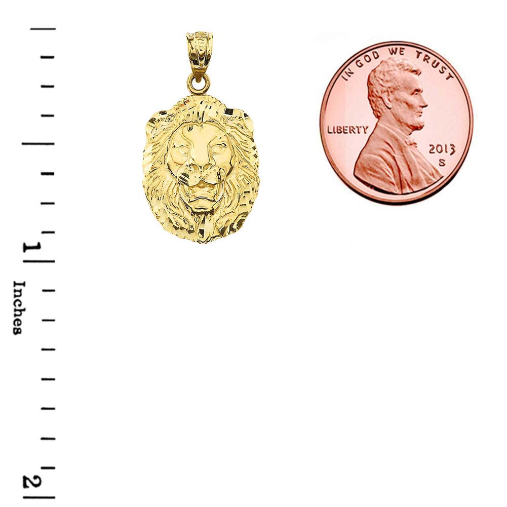 Gold Bold Lion Statement Small Pendant Necklace (0.97"), view 3