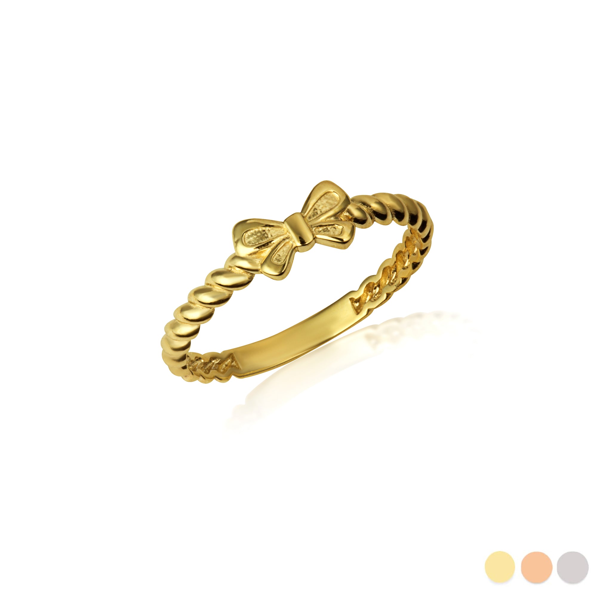 Gold Bow Tie Ribbon Rope Ring