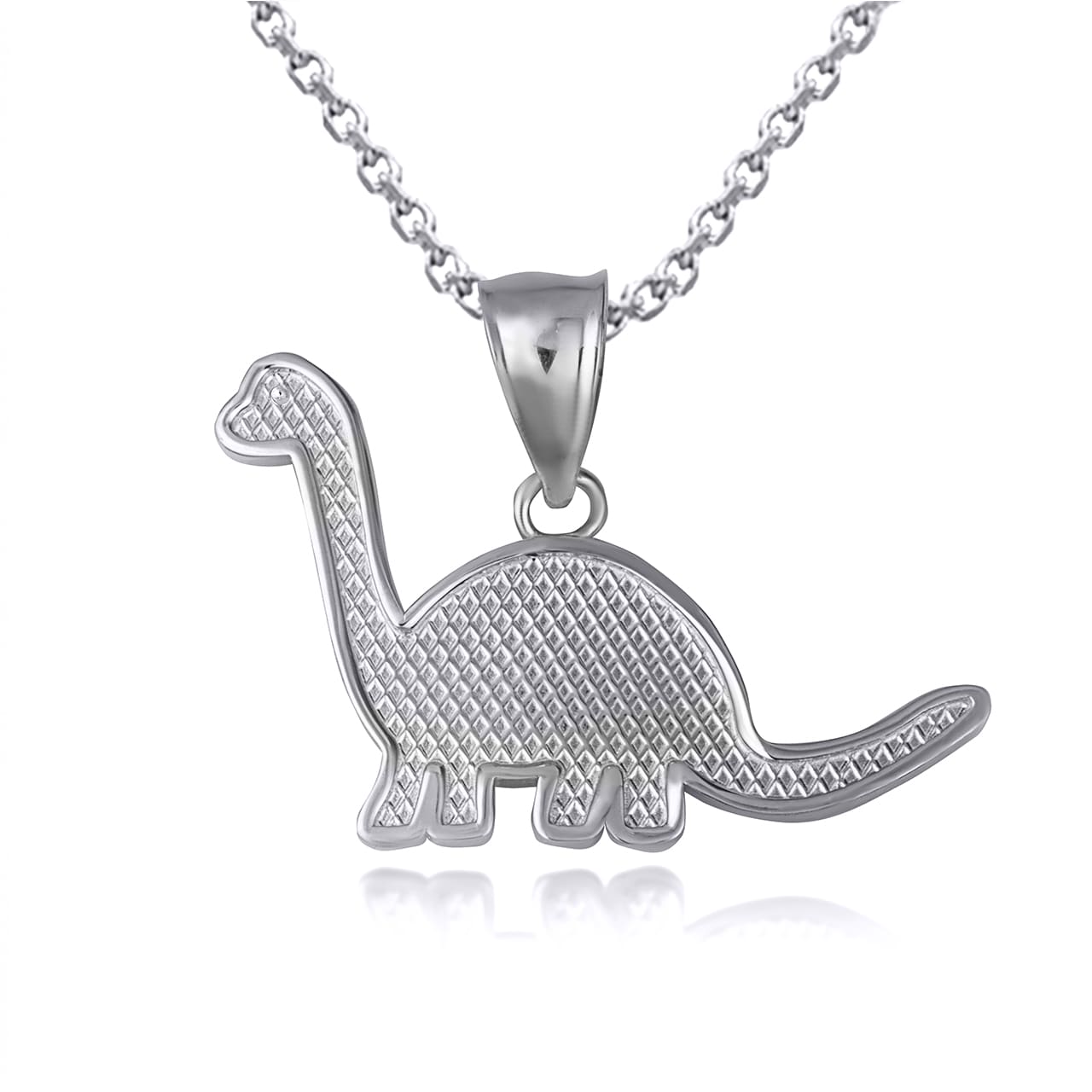 Gold Brachiosaurus Dinosaur Textured Pendant Necklace, view 5