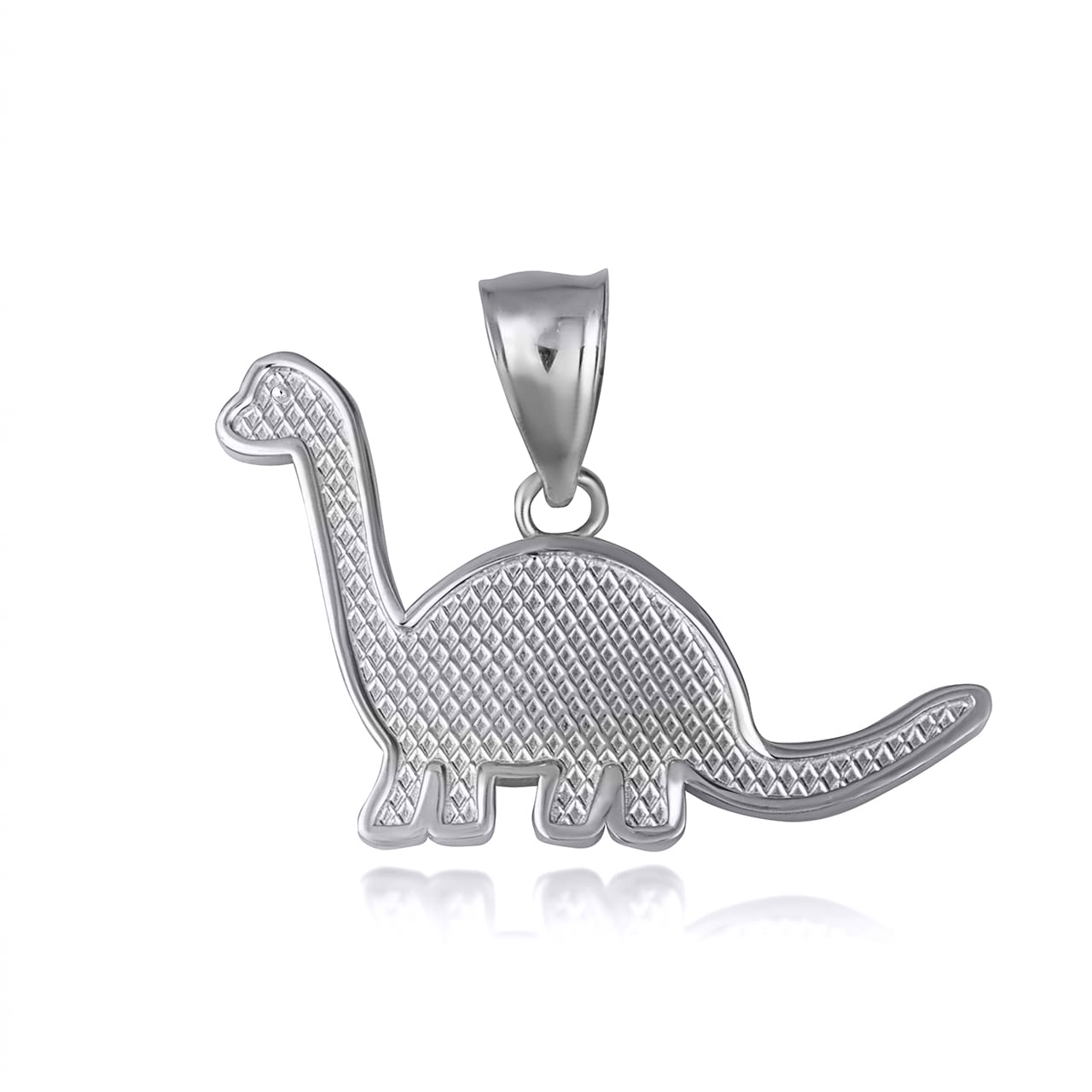 Gold Brachiosaurus Dinosaur Textured Pendant Necklace, view 6