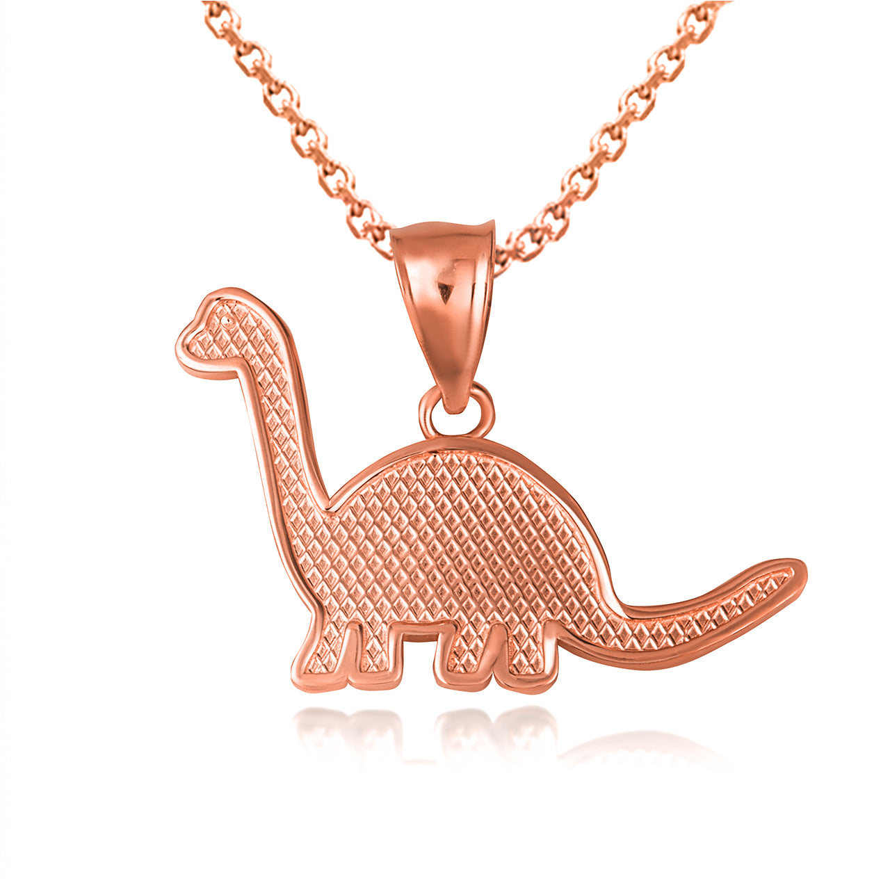Gold Brachiosaurus Dinosaur Textured Pendant Necklace, view 7