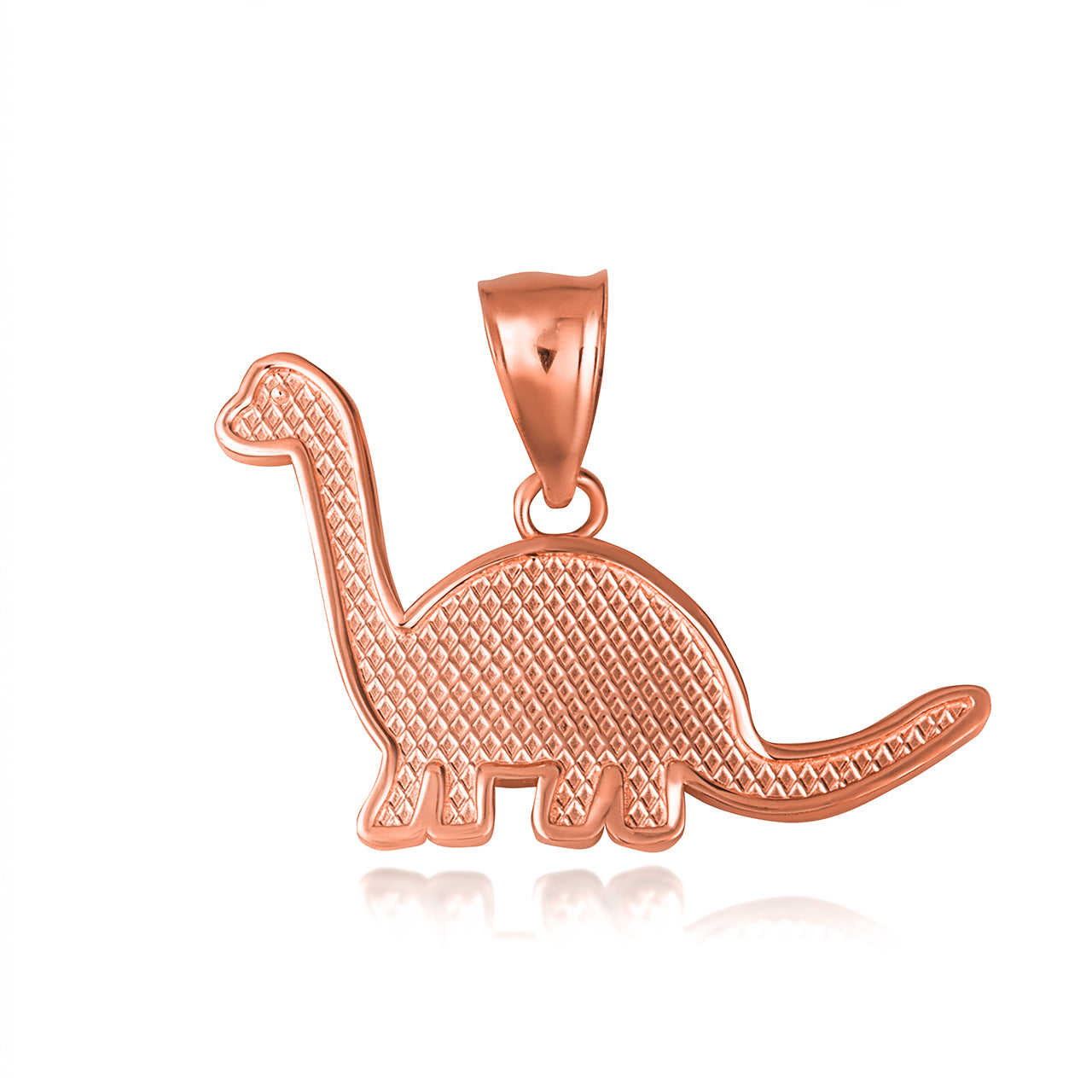 Gold Brachiosaurus Dinosaur Textured Pendant Necklace, view 8