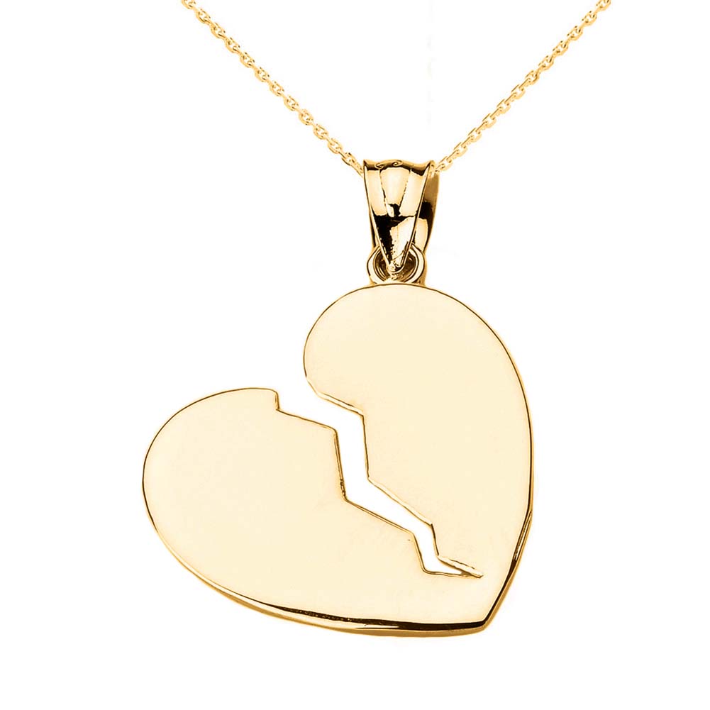 Gold Broken Heart Pendant Necklace