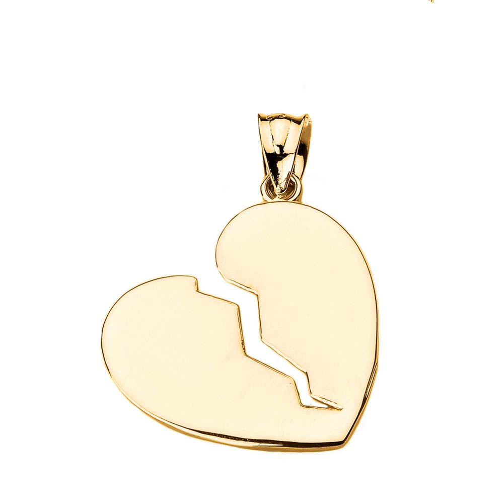 Gold Broken Heart Pendant Necklace, view 2