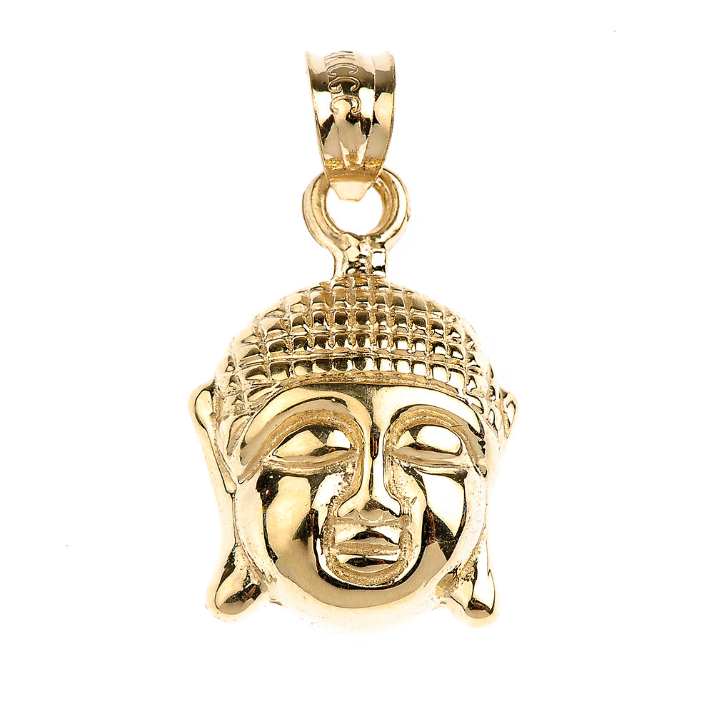 Gold Buddha Head Charm Pendant Necklace