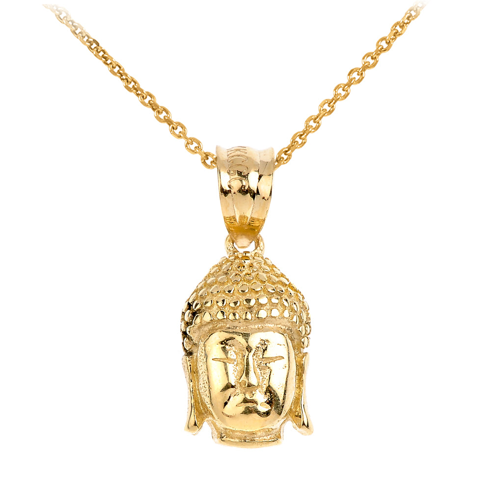 Gold Buddha Head Pendant Necklace