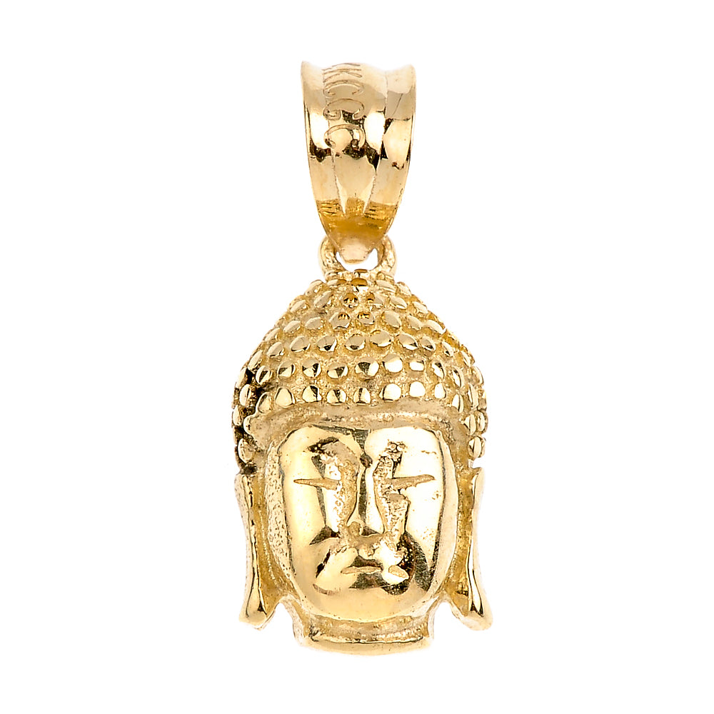 Gold Buddha Head Pendant Necklace, view 4