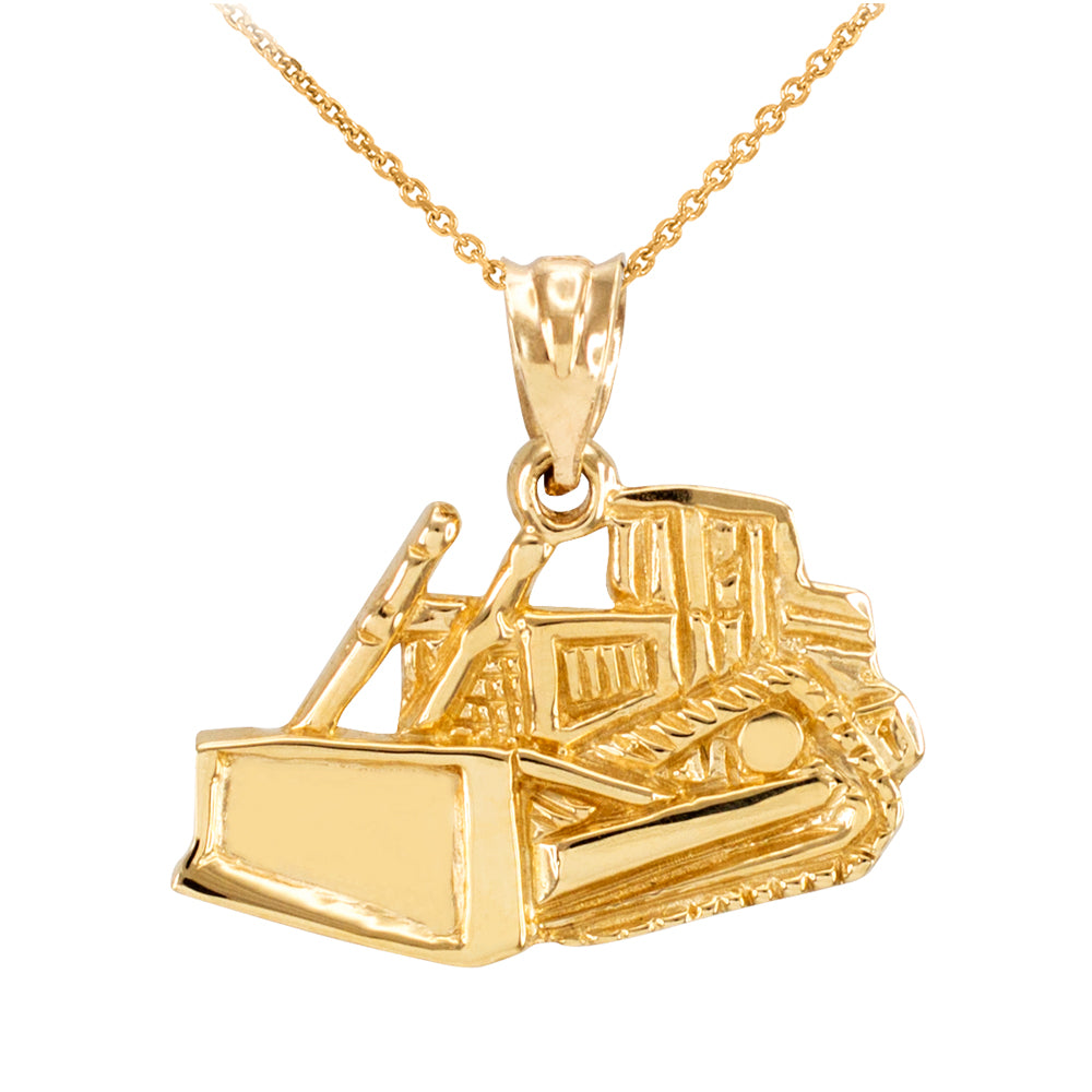 Gold Bulldozer Pendant Necklace